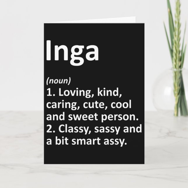 Inga Definition Personalisierter Name Lustiger Geb Karte (Vorderseite)