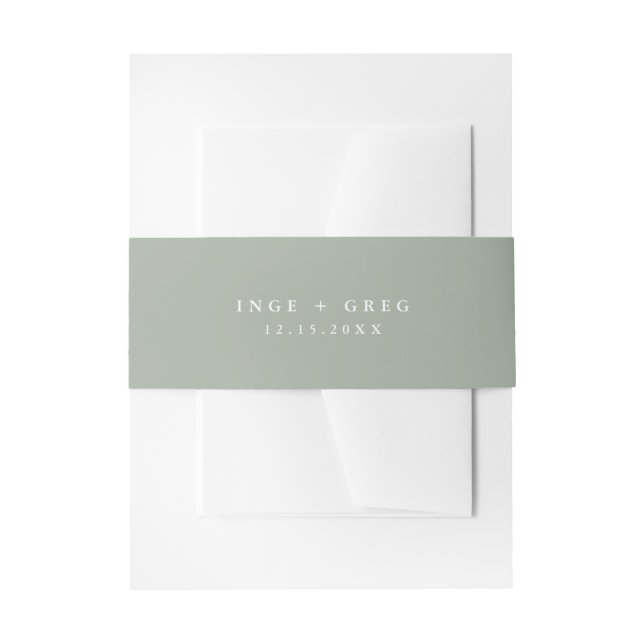 INGE Moderne Minimalistisch Sage Green Wedite Einl Einladungsbanderole (Vorderseite Beispiel)