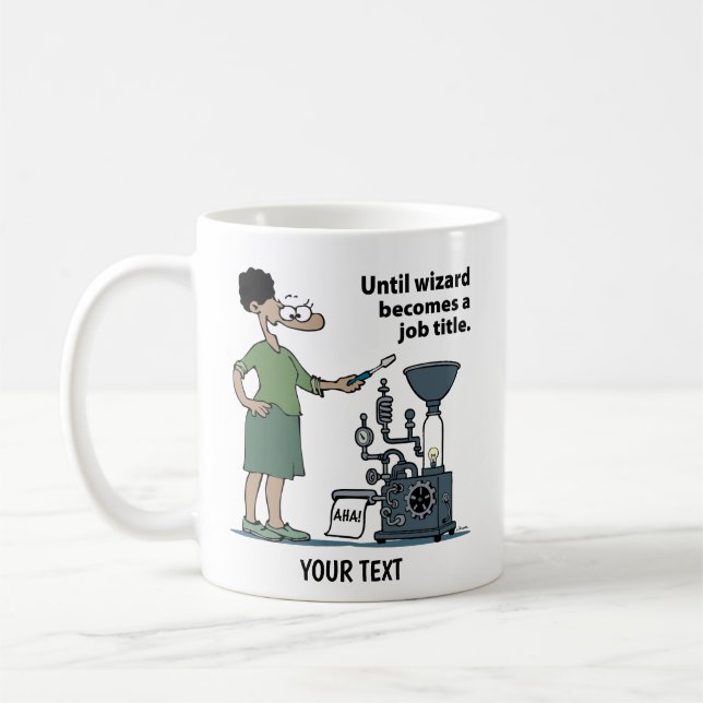 Ingenieur Cartoon Frau Kaffeetasse (Links)