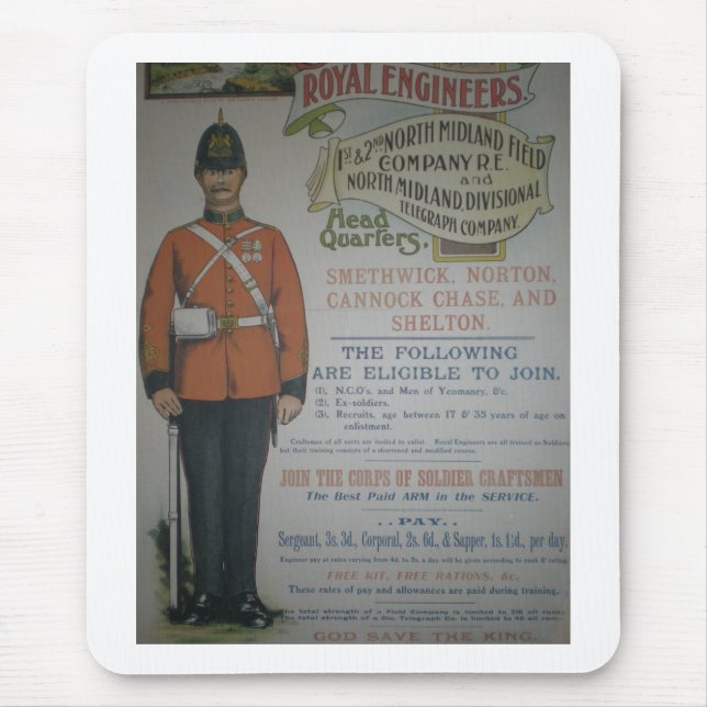 Ingenieur-Einstellungsplakat 1890 Englands Mousepad (Vorne)