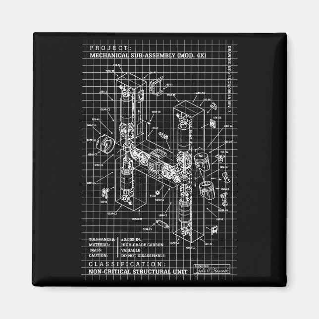 Ingenieur-Engineering-Monogramm Anfangsbuchstabe Magnet (Vorne)
