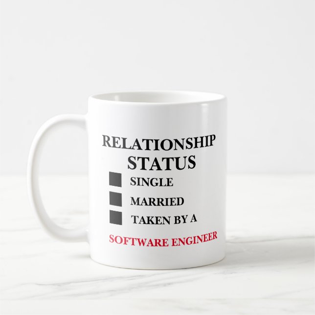 Ingenieur für Beziehungsstatus-Software Kaffeetasse (Links)