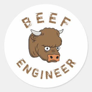 Ingenieur für Rindfleisch Runder Aufkleber