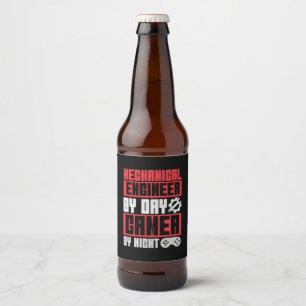 Ingenieur für Tag Gamer für Nacht Bierflaschenetikett