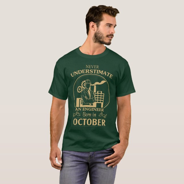 Ingenieur geboren im Oktober T-Shirt (Vorne ganz)