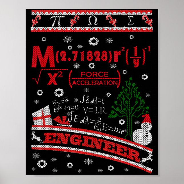 Ingenieur hässlicher Weihnachtspullover - Ingenieu Poster (Vorne)