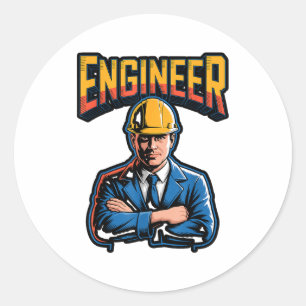 Ingenieur in griechischen Buchstaben Stem Nerd Hum Runder Aufkleber
