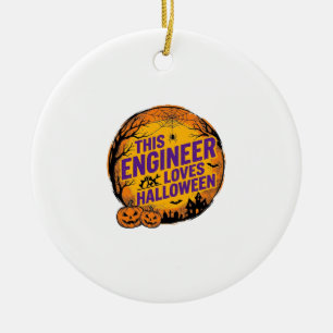 Ingenieur liebt Halloween Vintage-Kürbis-Design_1 Keramik Ornament