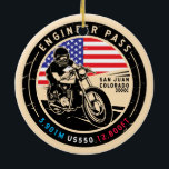 Ingenieur Pass Colorado Motorrad Keramik Ornament<br><div class="desc">Der Ingenieur-Pass wurde in einem Vintagen,  bedrückten Stilemblem gemacht. Es handelt sich um eine landschaftliche Fahrt in Colorado und den Bergen von San Juan.</div>