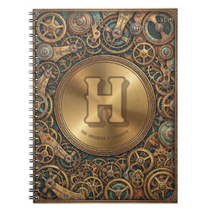 Ingenieurs-Logbuch-Steampunk-Uhrwerk-Zahnräder-Mon Notizblock