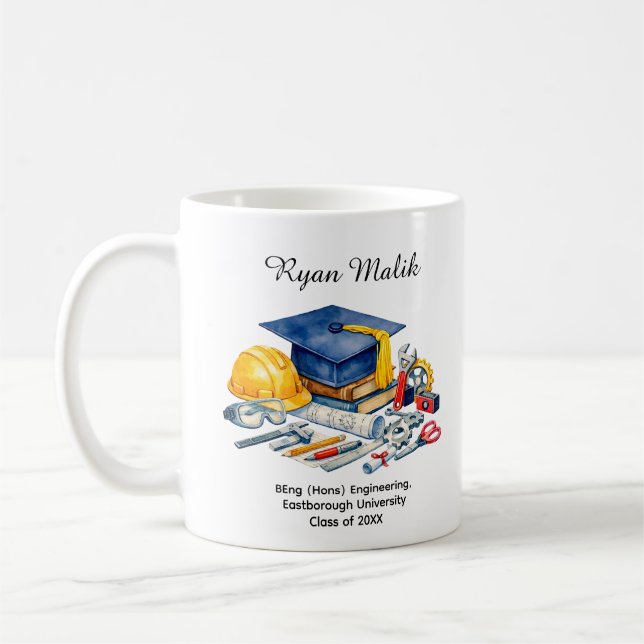 🎓Ingenieursabsolvent   Benutzerdefinierter Name & Kaffeetasse (Links)