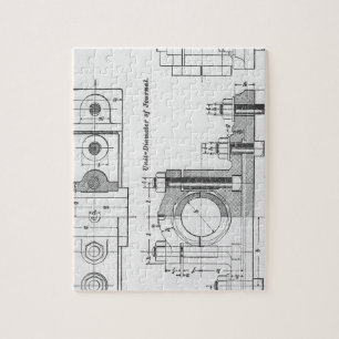 Ingenieurtechnik-Blueprint-Maschinerie Vintage Puzzle