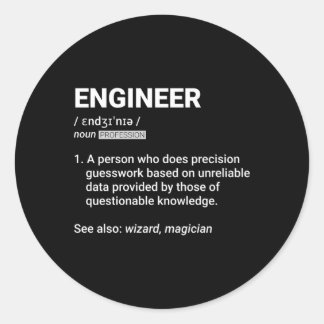 Ingenieurwesen Definition Geeky Engineering Runder Aufkleber