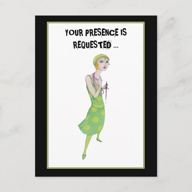 Ingenue Murder Mystery Einladung Postkarte (Vorderseite)