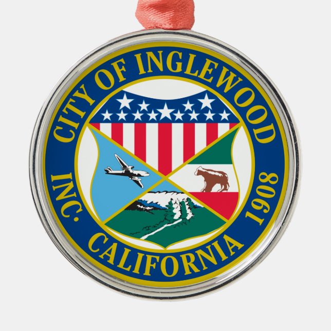 Inglewood California City Siegel Ornament Aus Metall (Vorne)