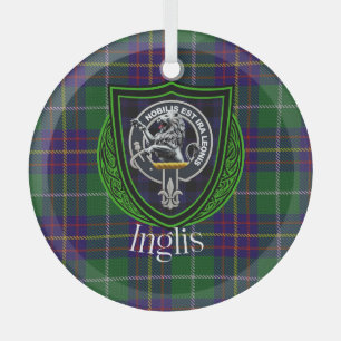 Inglis-Schottischer Clan-Tartan und -Wappen Ornament Aus Glas