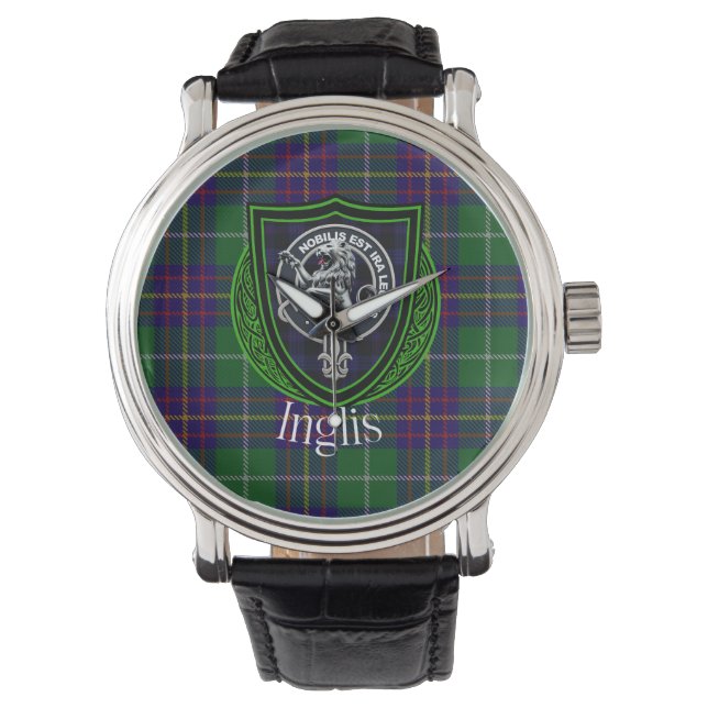 Inglis Scottish Clan Tartan & Crest Armbanduhr (Vorderseite)