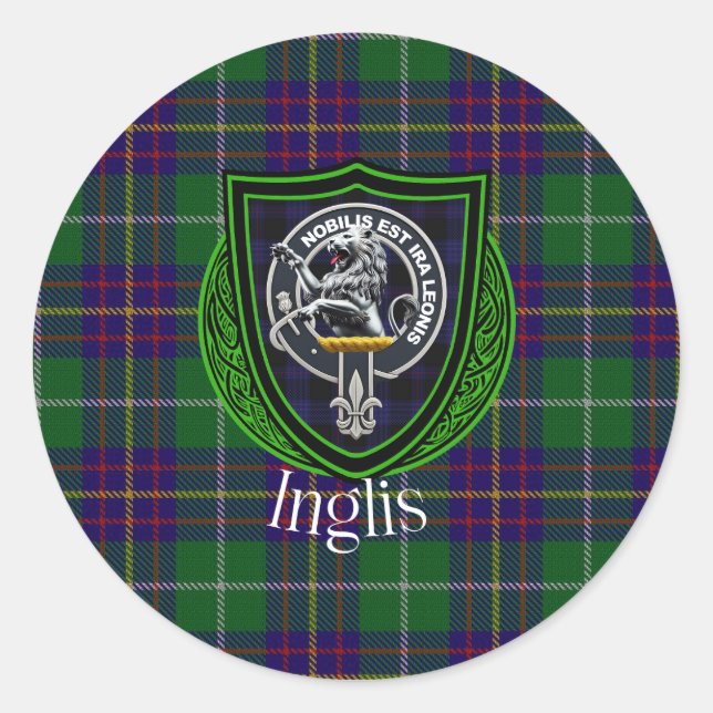 Inglis Scottish Clan Tartan & Crest Runder Aufkleber (Vorderseite)