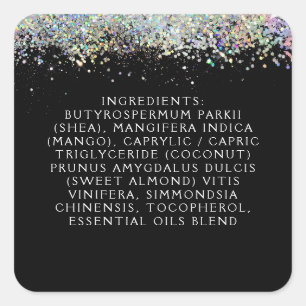Ingrediente Hautpflege für schwarzen holografische Quadratischer Aufkleber
