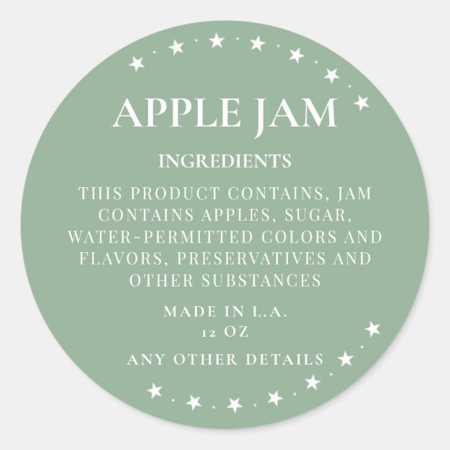 Ingredienz-Aufkleber für kleine Unternehmen Runder Aufkleber (Vorderseite)