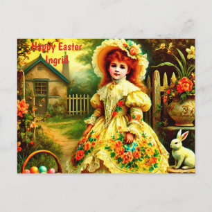 INGRID ~ FRÖHLICHE OSTERN HASE GRUSS ~ FEIERTAGSPOSTKARTE