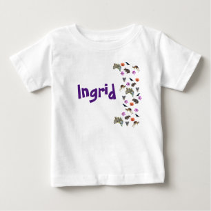 Ingrid, Name-Logo mit australischer Tierwelt, Baby T-shirt