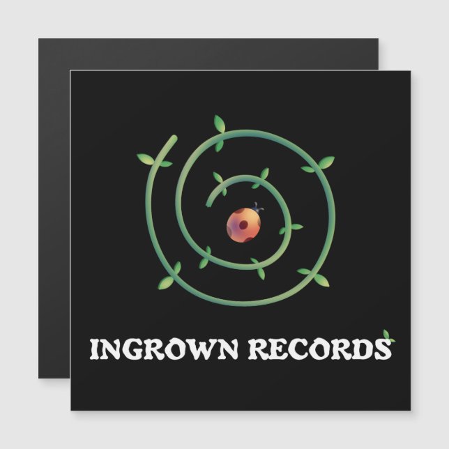 Ingrown Records Ladybug Spiral Magnetkarte Schwarz (Vorne/Hinten)