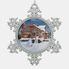 Ingwer-Brot-Haus Schneeflocken Zinn-Ornament
