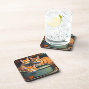 Ingwer Cats Pot Pflanze, sechs harte Plastik-Unter Getränkeuntersetzer
