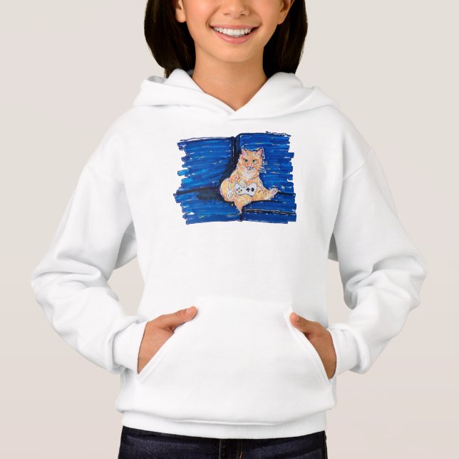 Ingwer Gamer Katze Hoodie (Vorderseite)