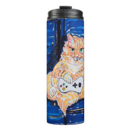 Ingwer-Gamer-Katze Thermosbecher