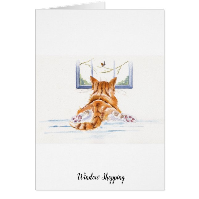 Ingwer-Katze/Kätzchen: Fenster-Einkaufen (Vorne)
