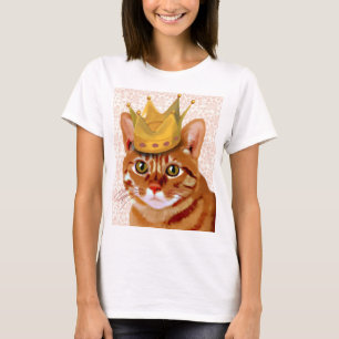 Ingwer-Katze mit Kronen-Porträt T-Shirt