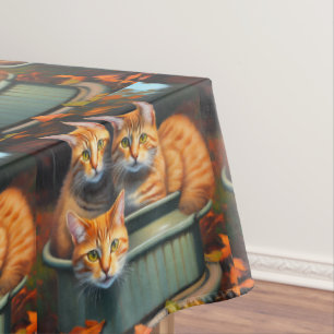 Ingwer Katzen in einem Töpfchen-Pflanze-Inhaber, T Tischdecke