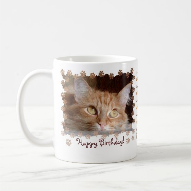 Ingwer-Katzen-Katzen-Kätzchen glückliche Birhtday Kaffeetasse (Links)