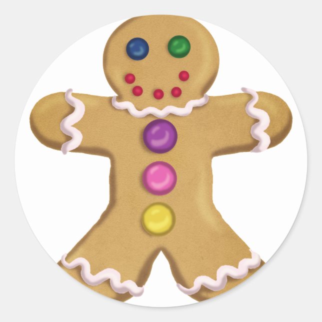 Ingwer-Mann Runder Aufkleber (Vorderseite)