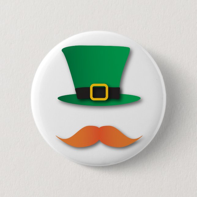Ingwer-Schnurrbart-Kobold-niedlicher St Patrick Button (Vorderseite)
