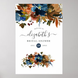 Ingwer- und Navy-Floral-Brautparty Poster