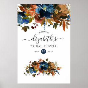 Ingwer- und Navy-Floral-Brautparty Poster