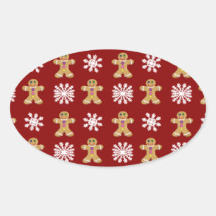 Ingwer und Schnee Ovaler Aufkleber