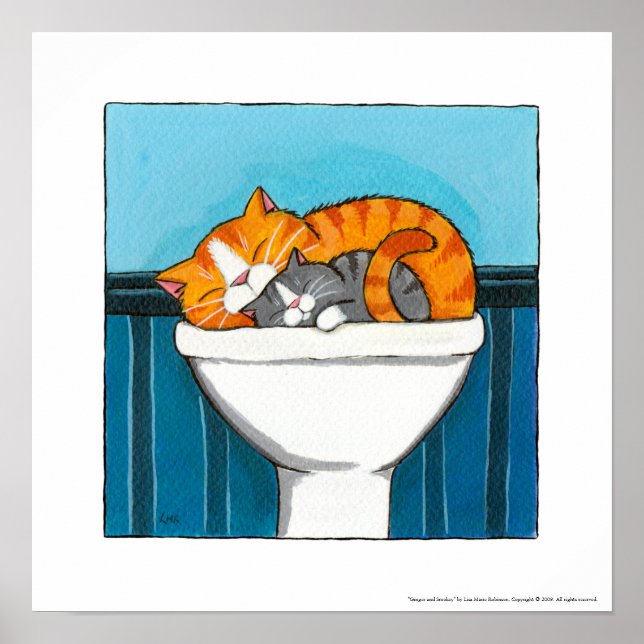 Ingwer und Smokey - Print, Whimsical Cat Art Poster (Vorne)