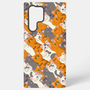 Ingwer weiß schwarze Katze diagonales Muster Samsung Galaxy Hülle