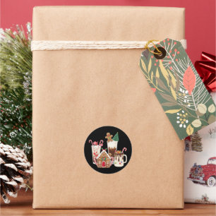 Ingwerbrot-Weihnachtskaffee-Liebhaber-Geschenk Xma Runder Aufkleber