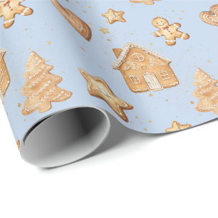 Ingwerbrot-Weihnachtskekse Hellblau Geschenkpapier