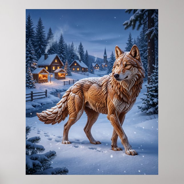 Ingwerbrot-Wolf-Pinien Poster (Vorne)