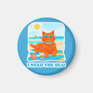 Ingwerkatze am Strand Ich brauche das Meer Sommer Magnet