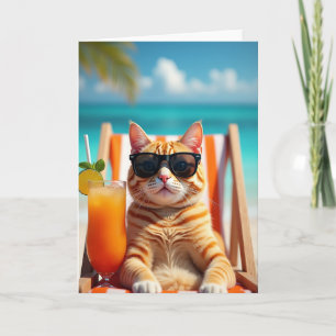 Ingwerkatze Strand Geburtstagskarte Karte