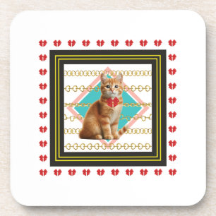 Ingwerkatze und Goldene Kette, harter Untersetzer