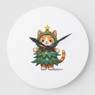 Ingwerkatze Weihnachtsbaum Süßes Xmas 3 Große Wanduhr