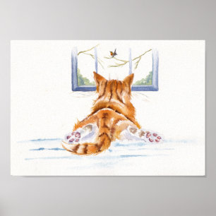 Ingwerkatzen/-kätzchen: "Fenster-Einkaufen " Poster